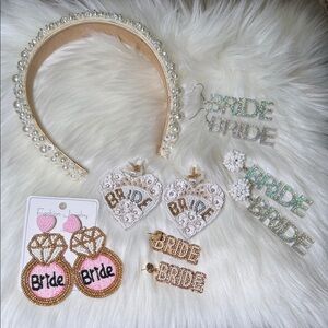 Pearl and Gold Bridal Earrings & a headband